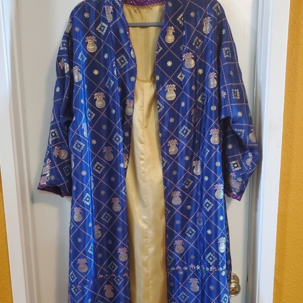 Handmade Elegant Blue and Gold Women's Coat